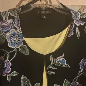 Perceptions Black Jacket with Floral Embroidery